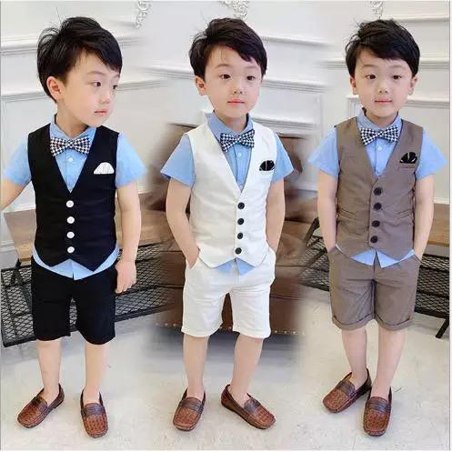 [set vestfour OT] setelan anak laki-laki kemeja + vest + celana cotton premium