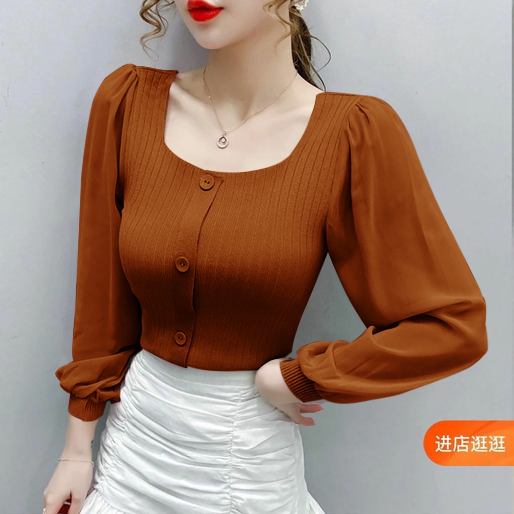 WSE390 - Blouse Vienna Rajut PREMIUM Kombinasi Sifon LD 90 - 100 CM PJ 40 CM PREMIUM QUALITY