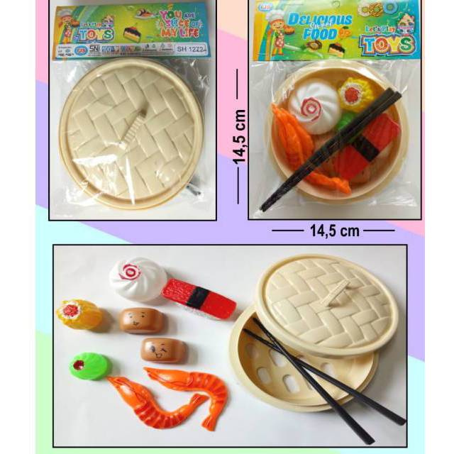 mainan anak double dimsum package / mainan delicius food makanan jepang sushi lucu