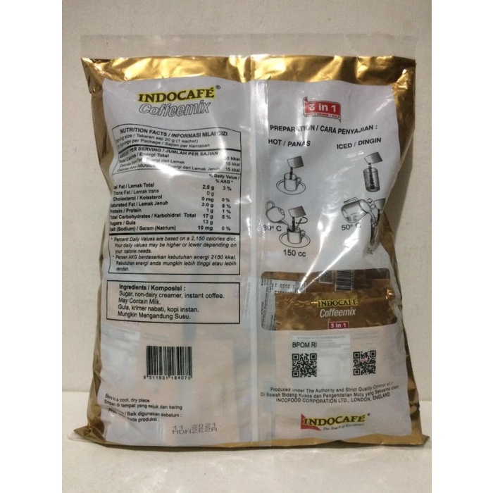 

vf0100f Indocafe Coffeemix 3 In 1 3In1 600G 600Gr 600 Gr 600Gram 30 Sachet 30 Ds20X11