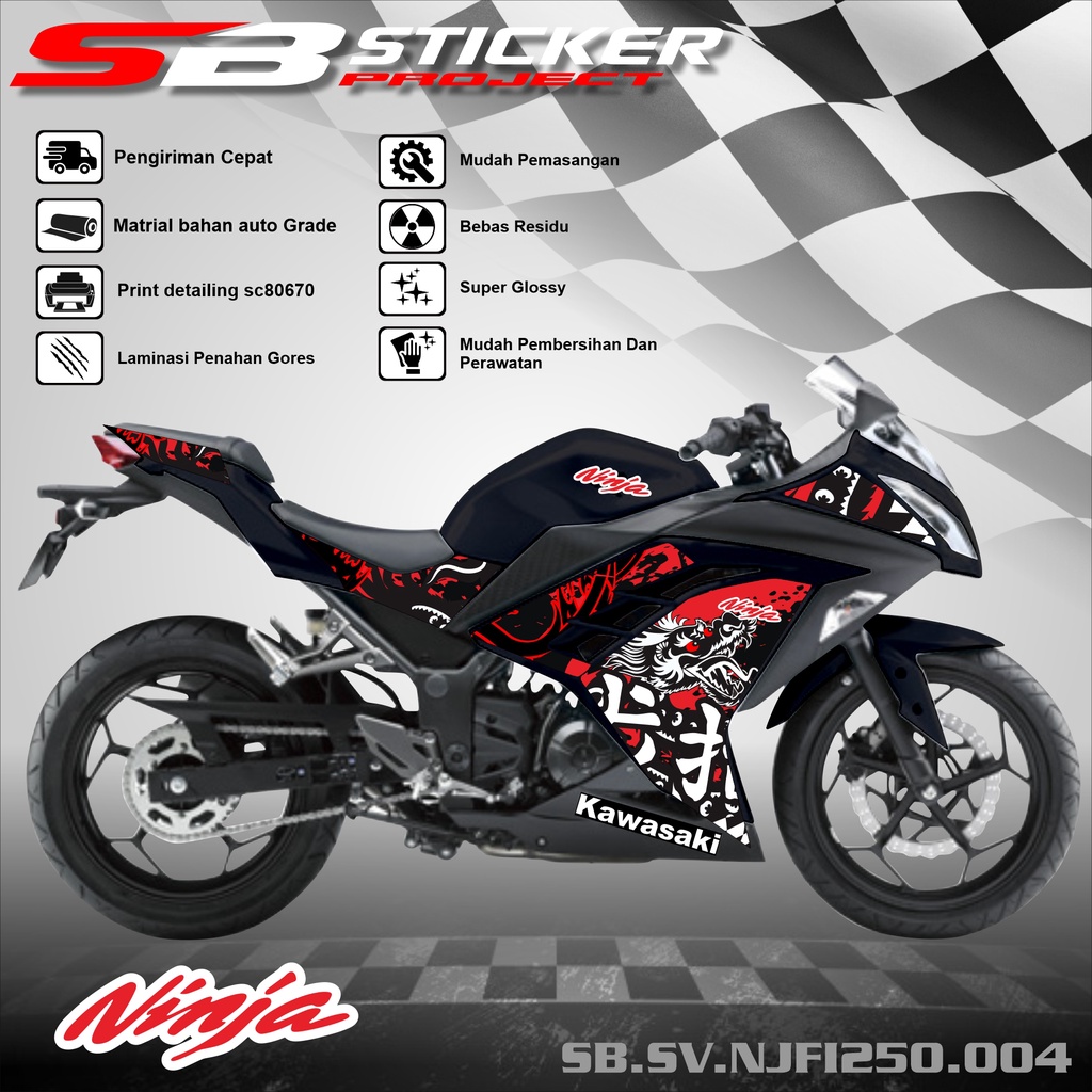 STRIPING NINJA 250FI - STRIPING VARIASI HOLOGRAM CRHOM VINIL UV TRANSPARAN KAWASAKI NINJA 250FI 004