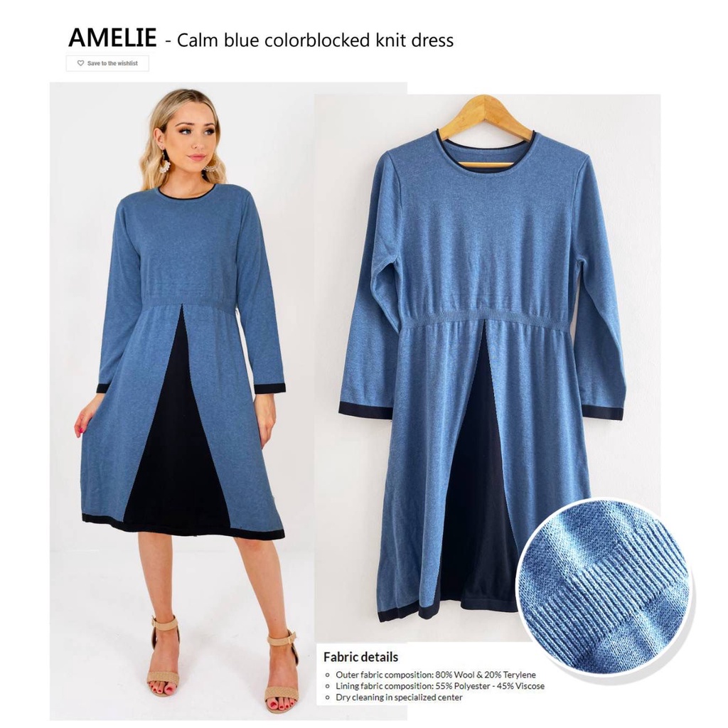 Amelie calm blue colorbocked knit dress