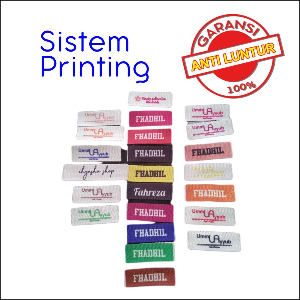 

Label Hijab Woven Bahan Katun Custom Merk / Brand Sendiri Desain