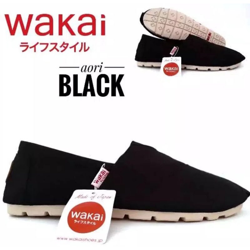 slip on Pria dan wanita Wakai hitam sol cream Termurah