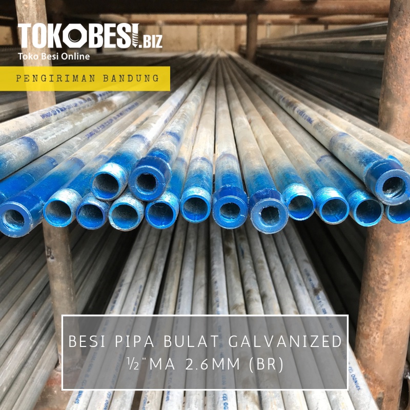 Besi Pipa Bulat Galvanized ½"ma 2.6mm (br)