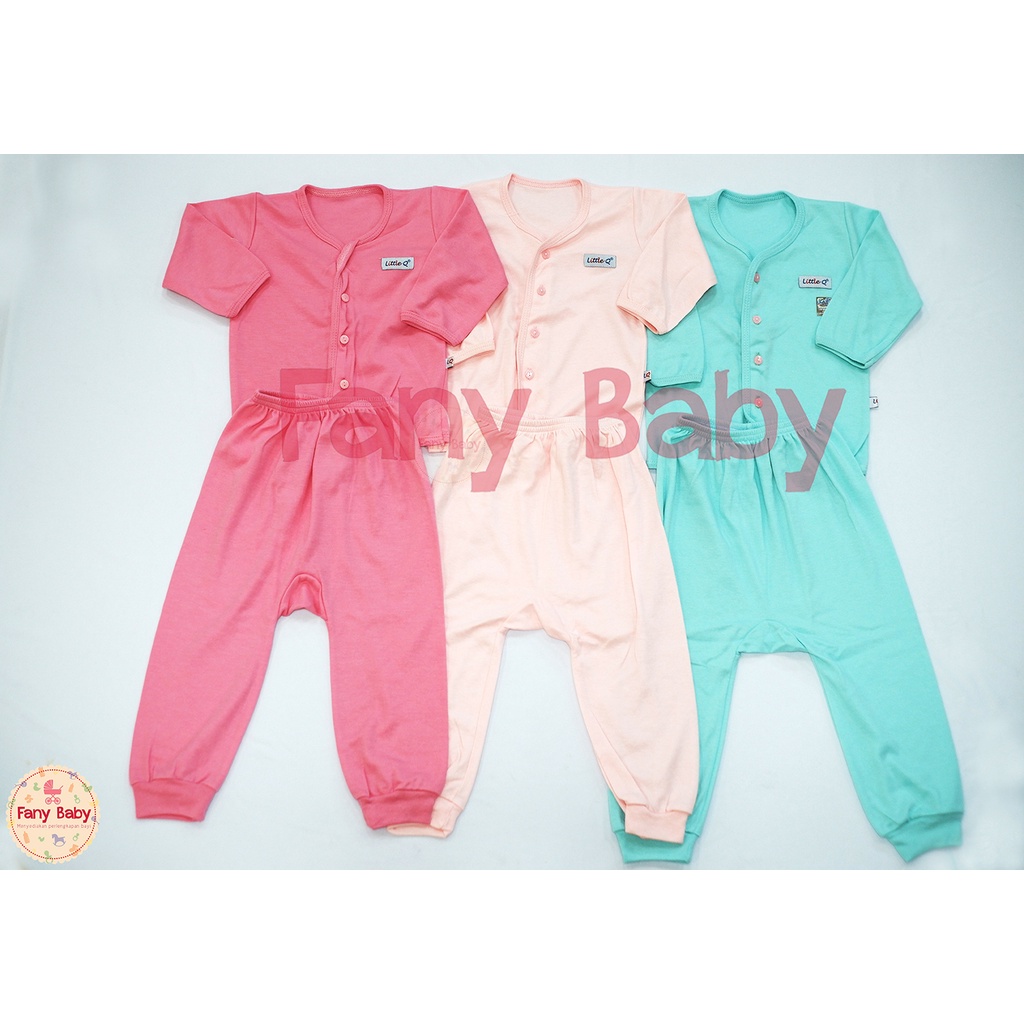 LITTLE QUEEN SETELAN PANJANG KANCING DEPAN RIB POLOS - NEW