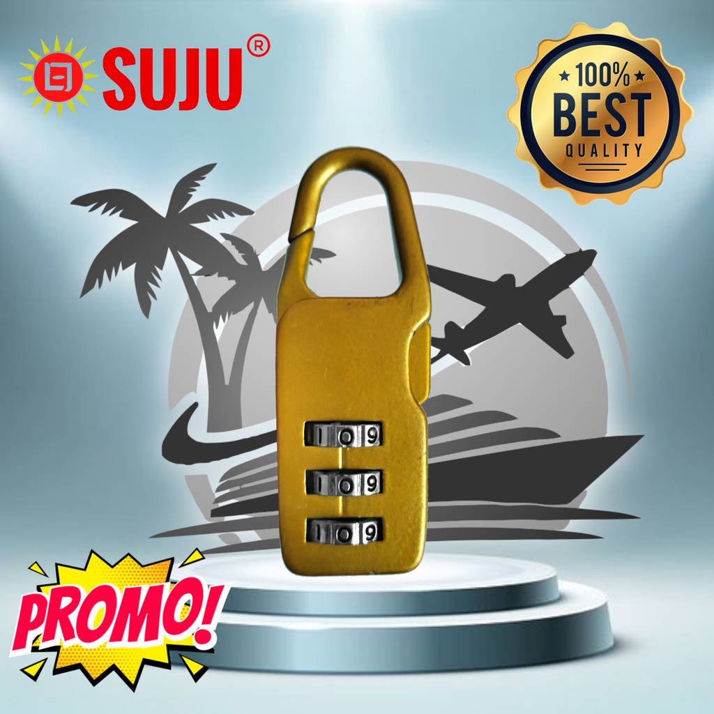 Gembok Keamanan Padlock SUJU Kombinasi 3 Nomor Switch Snap Hook Model Scroll Pengunci Tool Box Tas B