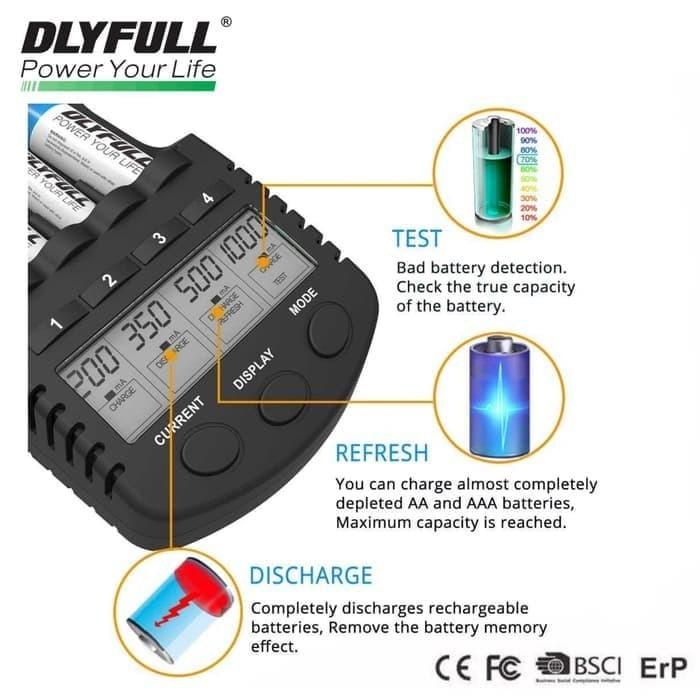 Charger Baterai AA AAA Test, Discharge, Refresh DLYFULL T1 Original