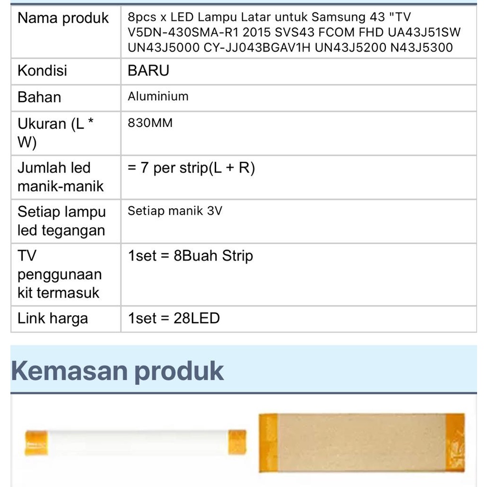 BACKLIGHT TV LED SAMSUNG UA-43J5000 43T6500 43J5100 43J5200 43J5202 43J5250 43M5000 43M5100 43M5050 43M5200 UA43J5000 UA43J5100 UA43J5250 UA43M5000 UA43M5100 UA43M5050 UA43M5200 UA43T6500 43J 43M