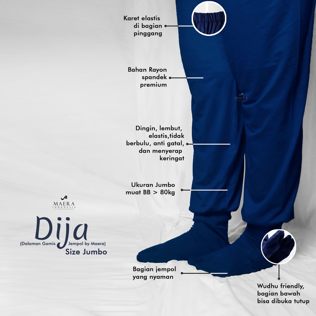 Legging Wudhu Jumbo jempol Premium Wanita Dewasa Muslimah By Maera