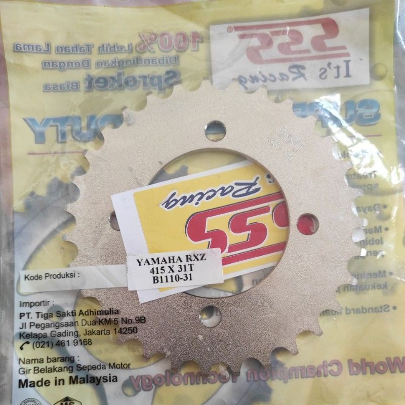 Gear Belakang SSS 415 28 30 31 32 33 34 35 36 37 38 39 40 41 RXZ RXKing Jupiter Vega MX FIZR-415-31