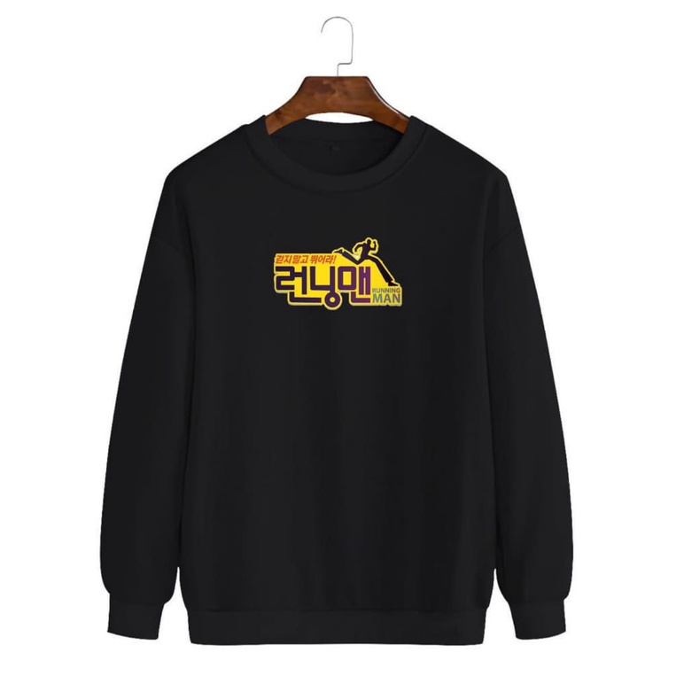 Noveli wear - Kaos sweater Running man tulisan korea sweatshirt roughneck | sweater crewneck basic unisex distro bahan berkualitas sablon digital