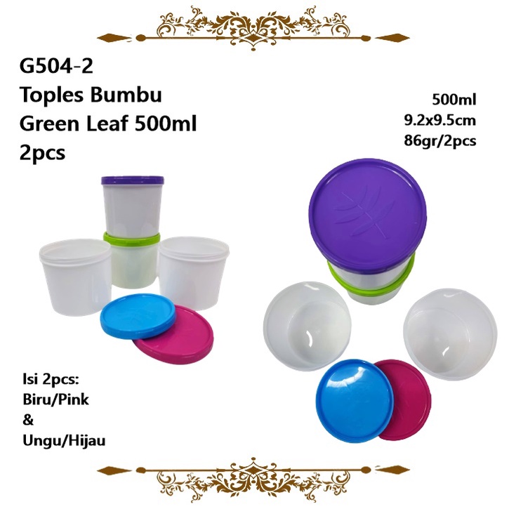 [Set 2pcs] Toples Mini/Tempat Bumbu Green Leaf 500ml