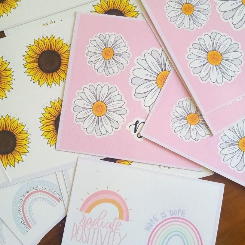 GAEKOPEDIA || STIKER DAISY / SUNFLOWER / RAINBOW LUCU STICKER AESTHETIC MURAH MALANG
