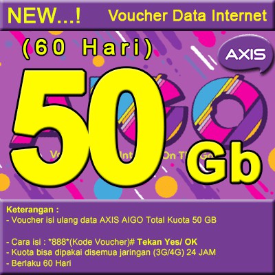 Termurah Data Axis Reguler Kuota Axis Bronet Voucher Axis Aigo 50gb 25gb 15gb 12gb 10gb Shopee Indonesia