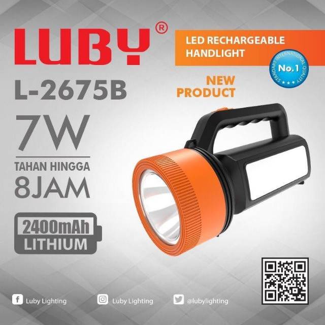 LUBY LAMPU EMERGENCY SENTER LED SUPER TERANG 2IN1 2675B 7 WATT 24 SMD KUAT 8 JAM 500 METER