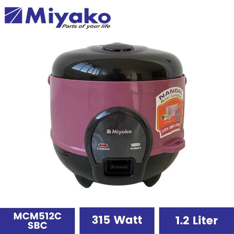 Magic Com Miyako 1,2 Liter MCM-512 Garansi Resmi Miyako | Penanak Nasi Rice Cooker Hemat Daya Low Watt Mejikom Mejicom Meijicom MCM 512 SBC 1,2 L