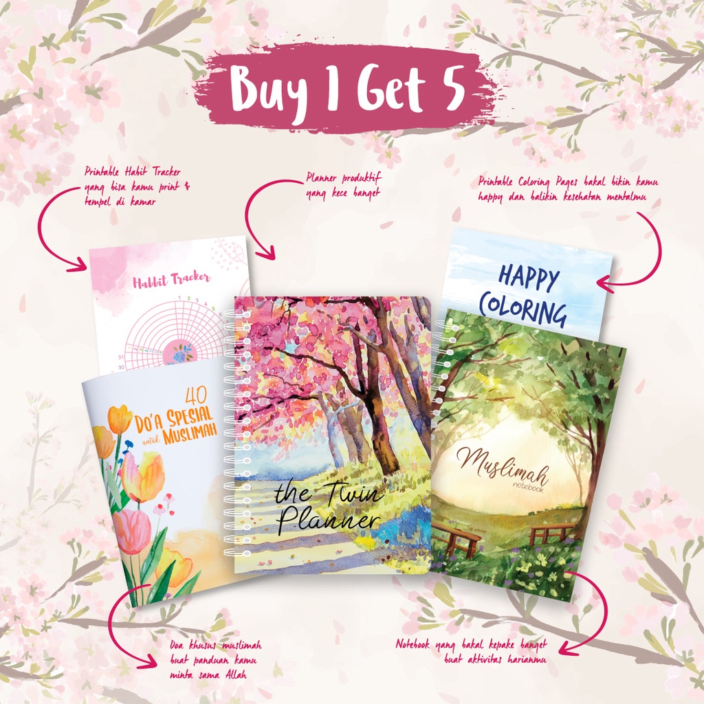 Buku Muslimah Planner Twin Planner 2022 5 in 1