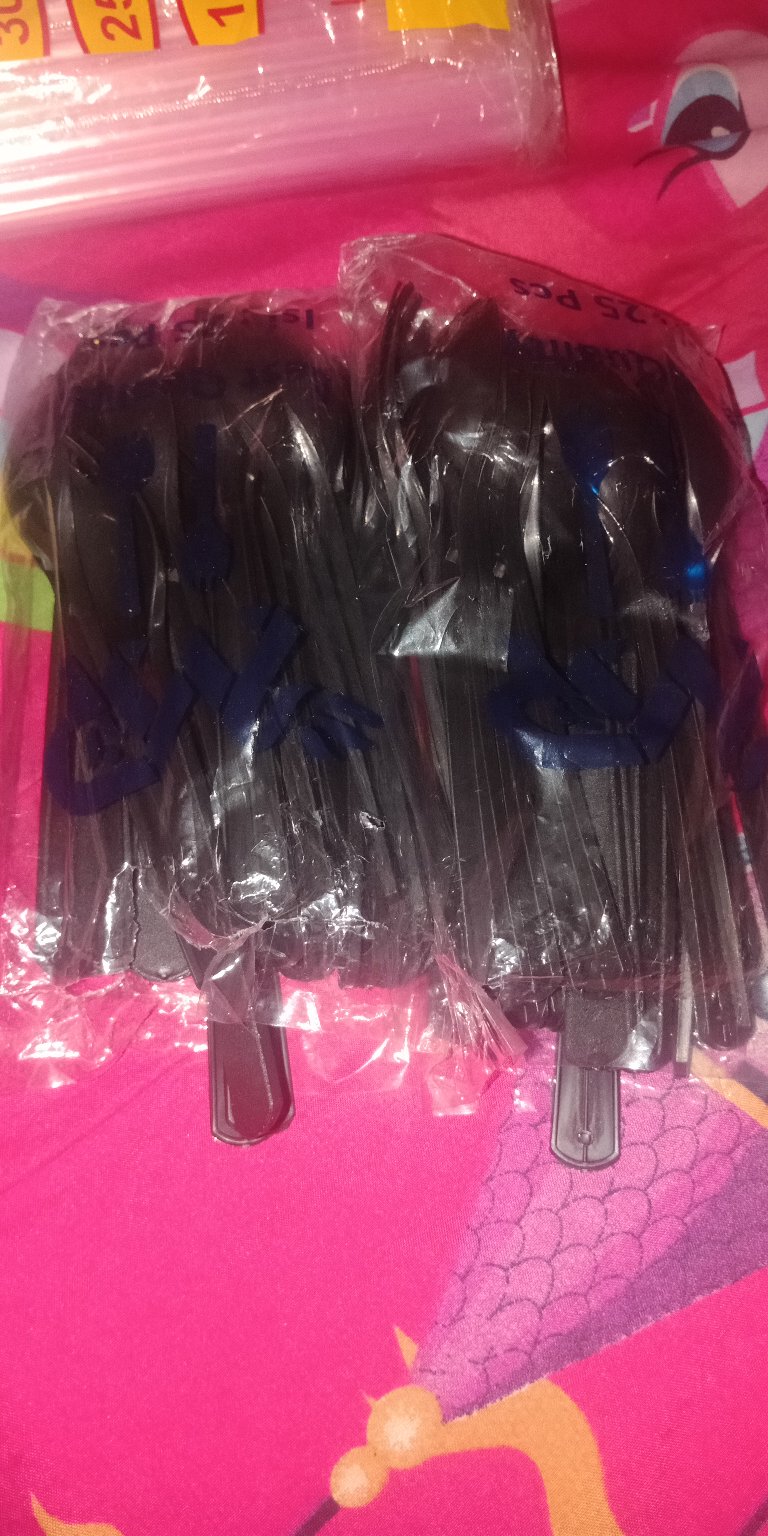 (isi 25pcs) Sendok Garpu 2in1 Hitam/sendok Makan Garpu Makan/sendok Plastik