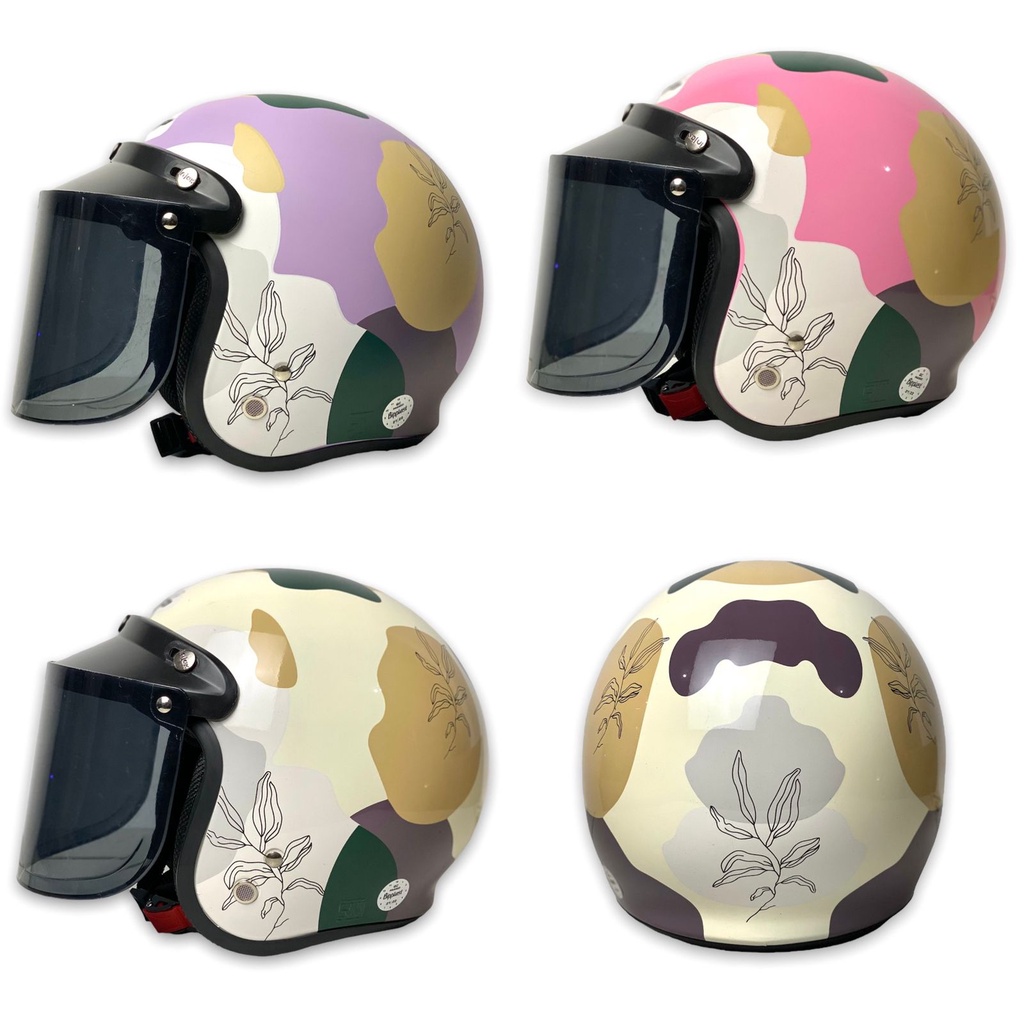 HELM BOGO RETRO DEWASA WANITA CEWEK FULL LEHER AESTHETIC TERBARU