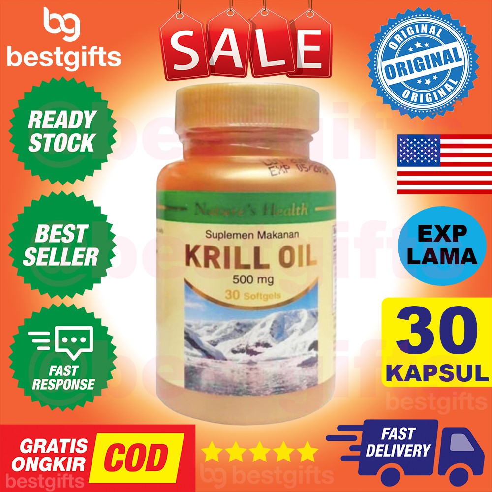 NATURE'S NATURES NATURE HEALTH KRILL OIL 500MG 500 MG OMEGA 3 FISH KESEHATAN JANTUNG OTAK 30 KAPSUL