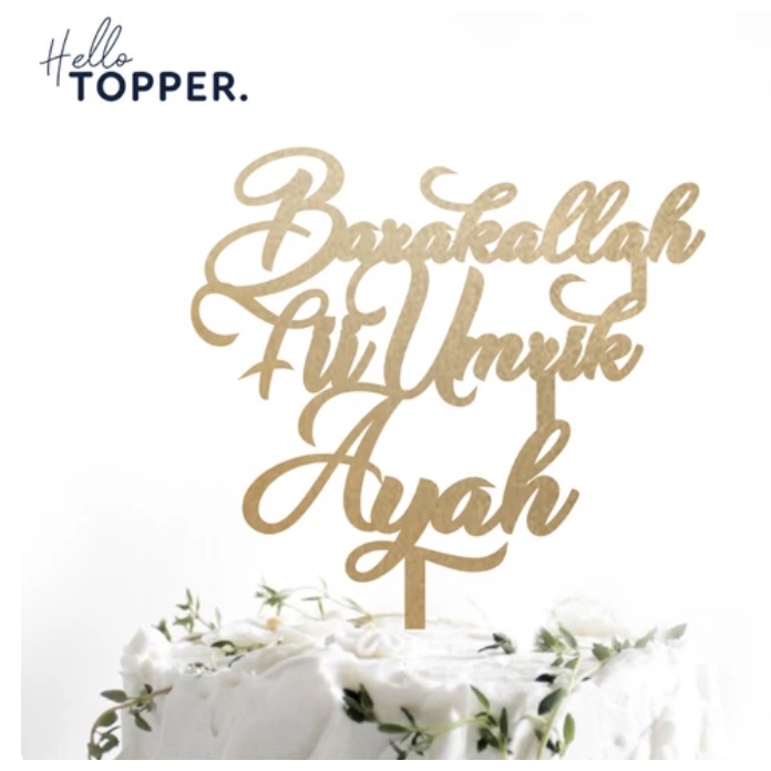 CUSTOM CAKE TOPPER BARAKALLAH FII UMRIK ULANG TAHUN HIASAN KUE ACRYLIC