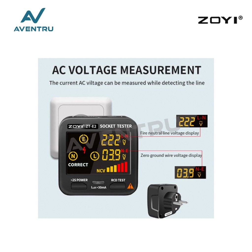 Zoyi ZT-E2 Digital Smart Socket Tester Voltage Test Socket Detector AC