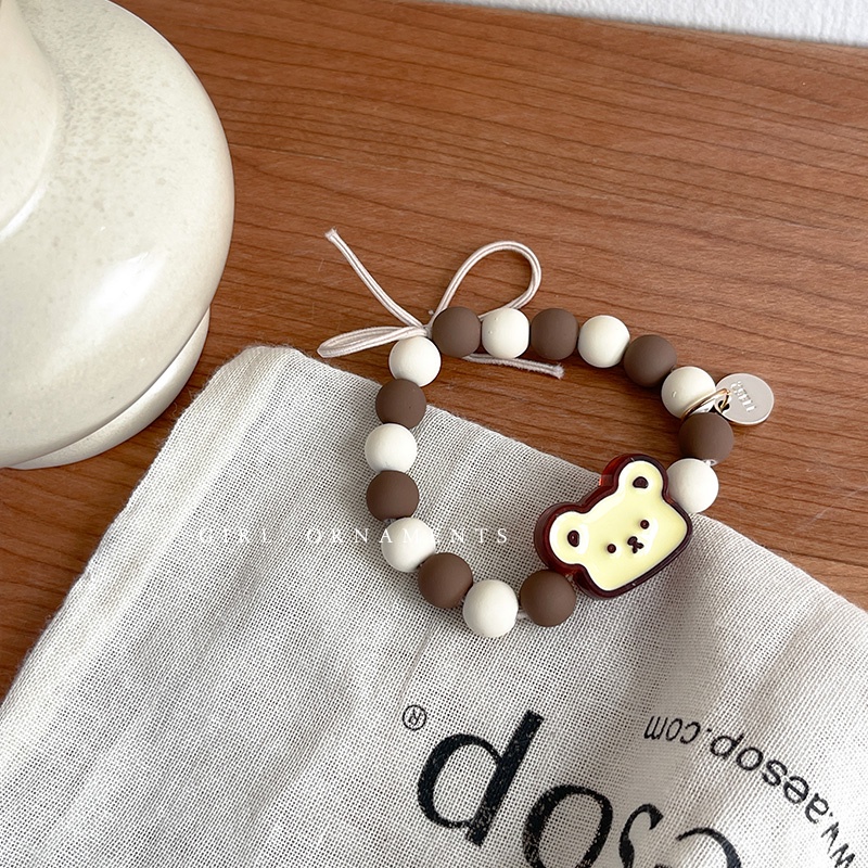 2022 Ikat Rambut Tali Elastis Hias Manik + Beruang Gaya Korea