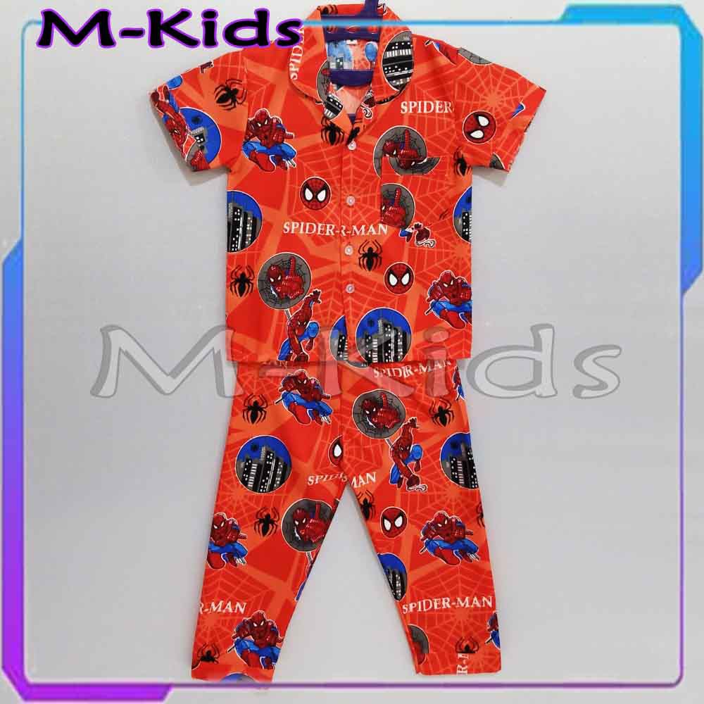 MKids88 - Baju Setelan Katun Piyama Anak Gambar T4YO / Mobil CAR Panda &amp; Spiderman