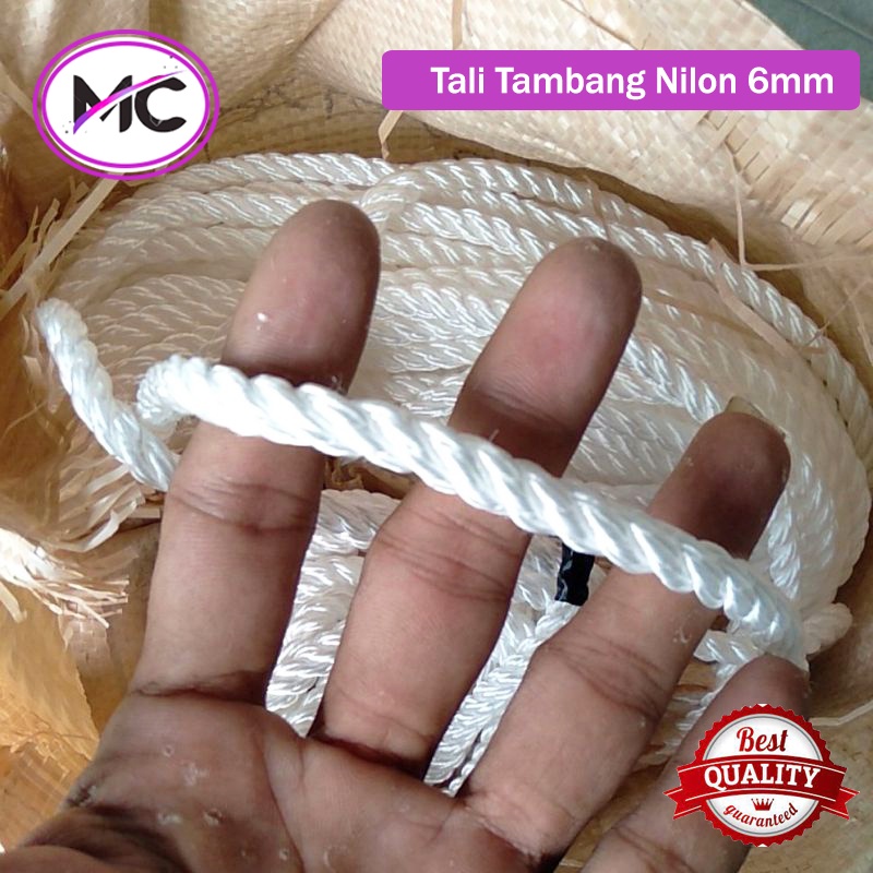 Tali Tambang Kecil Nilon Nylon Rope 6mm 7mm 8mm Pengikat Barang Putih Qualitas Eksport