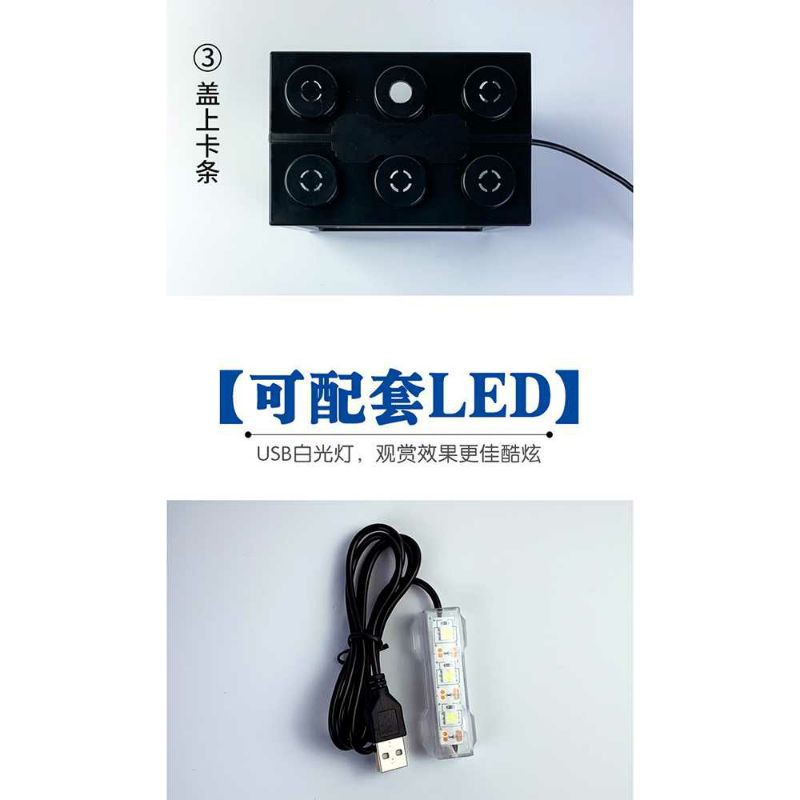 Aquarium TOPINCN tank aquarium mini lego block 4 window 12x8x10cm white led -putih