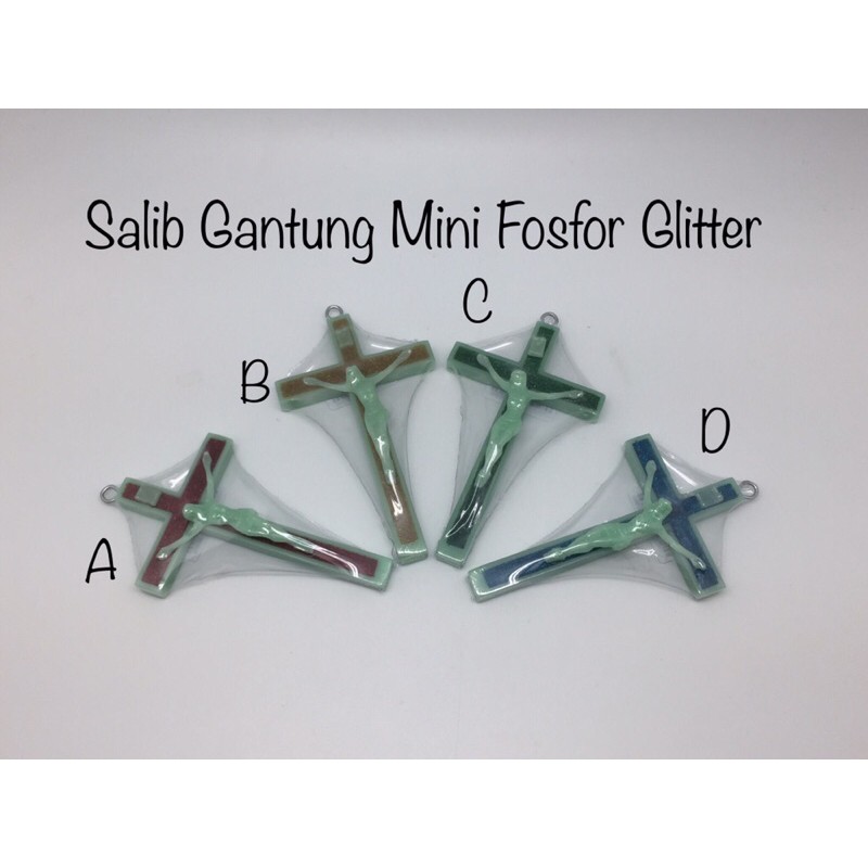 Salib Gantung Mini Fosfor Glitter