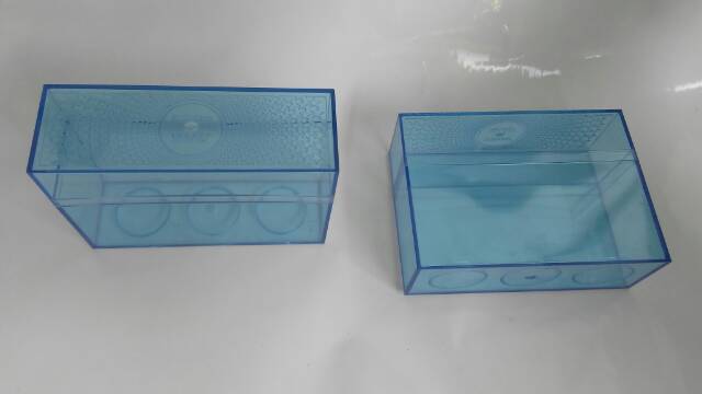 Kotak Asesoris Pernak Pernik ∭ Suvenir ultah Mika Box Plastik Tebal Transparan akrilik Biru / Ungu ♘