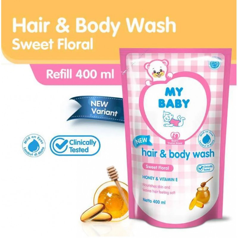 ♥BabyYank♥ MY BABY HAIR &amp; BODY WASH 385ML PUMP 400ML REFILL PACK/KEMASAN ISI ULANG MY BABY SABUN 400ML