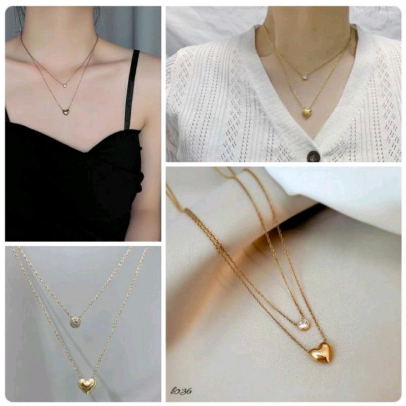 Kalung 2 Layer Liontin Love