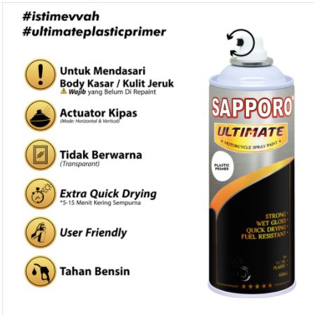 Cat Semprot Sapporo Ultimate PP Primer / Plastic primer / Sapporo Spray / pilok / PPU