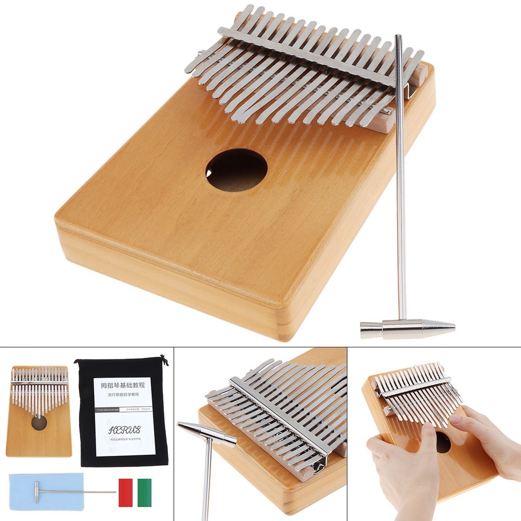 Piano Jari Kalimba 17 Kunci Bahan Kayu Mahoni Dengan Tuning Hammer