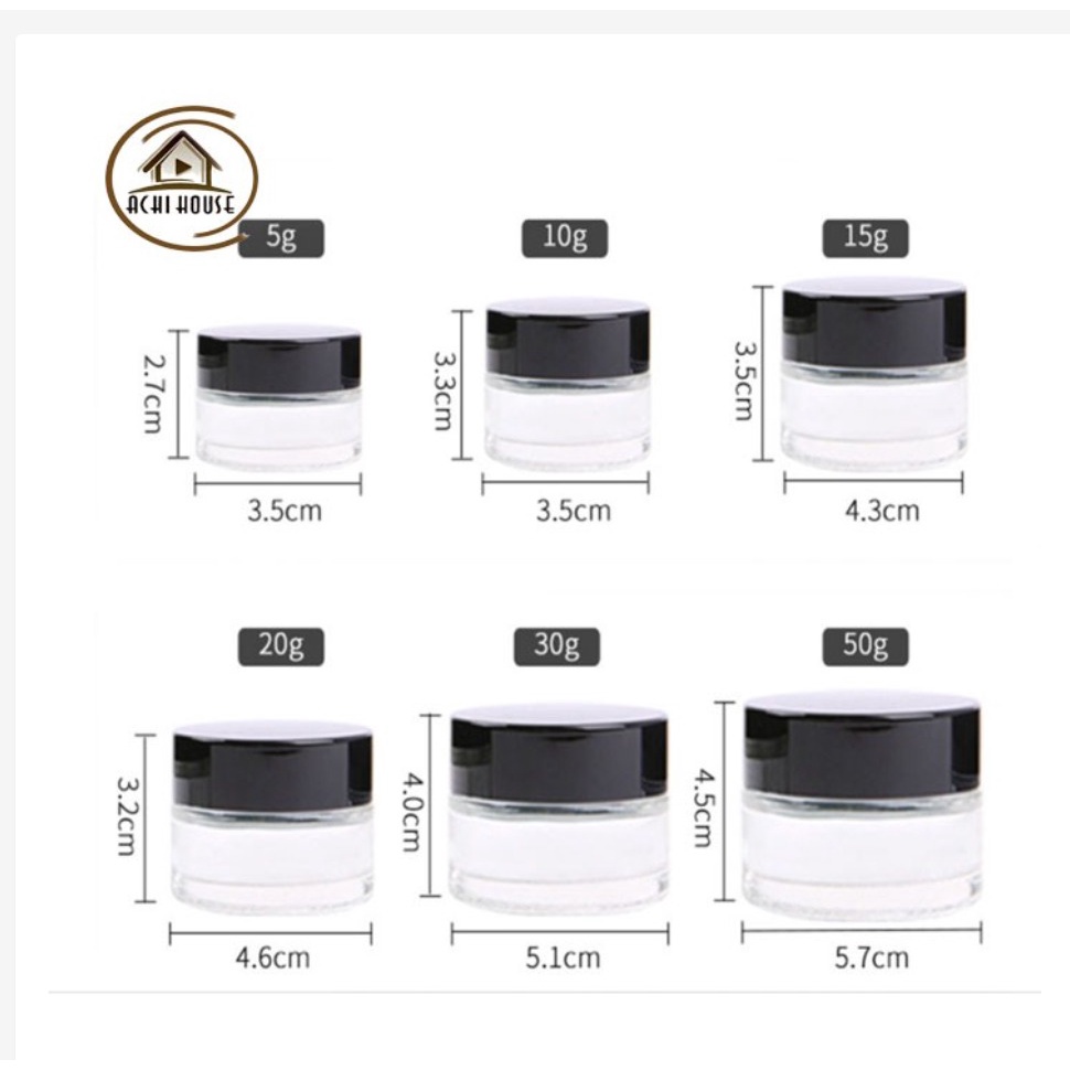 Grosir Pot Cream 30ml 50ml Pot Kaca Kosmetik Jar Kaca Bening Tutup Hitam Botol Kaca Saleb Pot Kaca B
