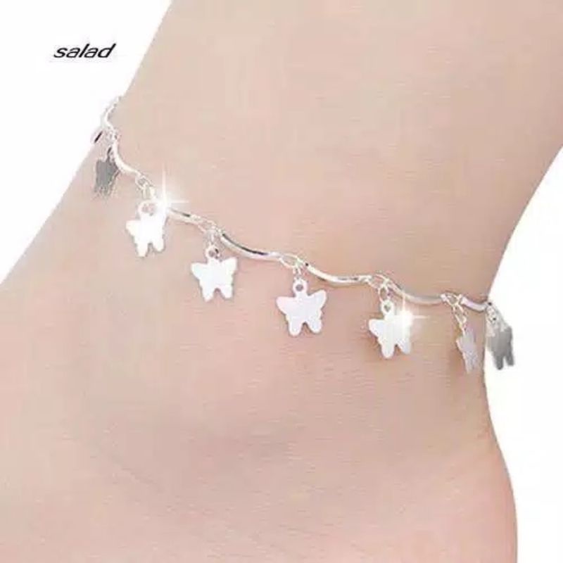 4s Grosir Solo || Gelang Kaki Rantai 925 silver model tulang hati untuk wanita