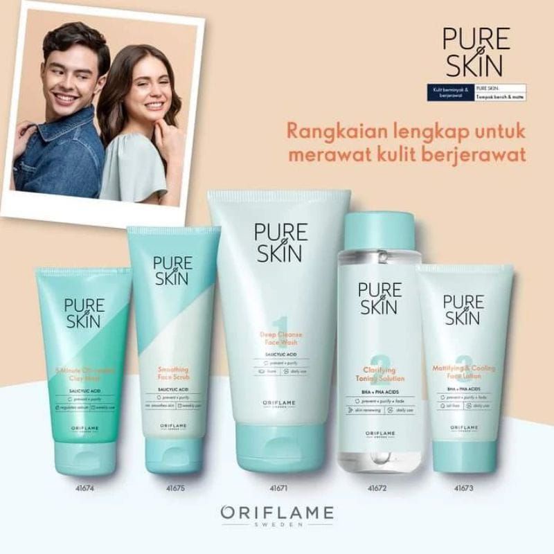 New Pureskin Deep Cleanse Face Wash/ Pure Skin Clarifying Toning Solution/ Mattifying &amp; Cooling Face Lotion/ Clay Mask/ Face Scrub