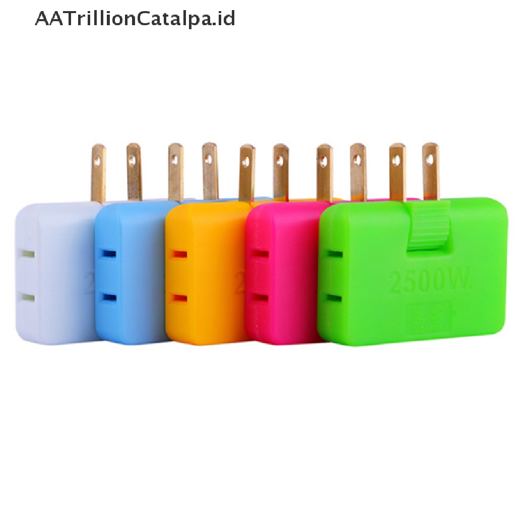 Aatrillioncatalpa US 3 In 1 Adapter Extension Plug Elektrik Rotasi 180 Derajat Adjustable