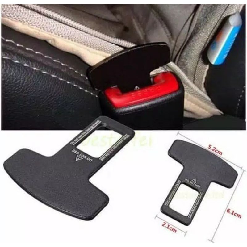 seat belt buckle alarm buzzer stoper mobil universal polos hitam