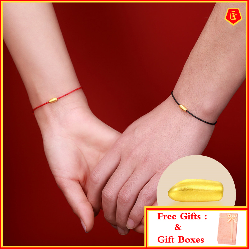 [Ready Stock] Gelang Tali Merah Couple Emas Manik Keberuntungan
