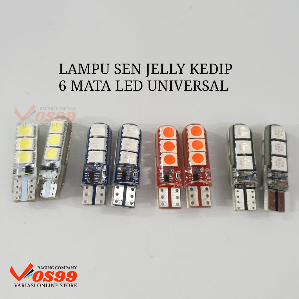 LAMPU SEN JELLY KEDIP T10 6 LED BESAR SEN FLASH LED 6 MATA UNIVERSAL