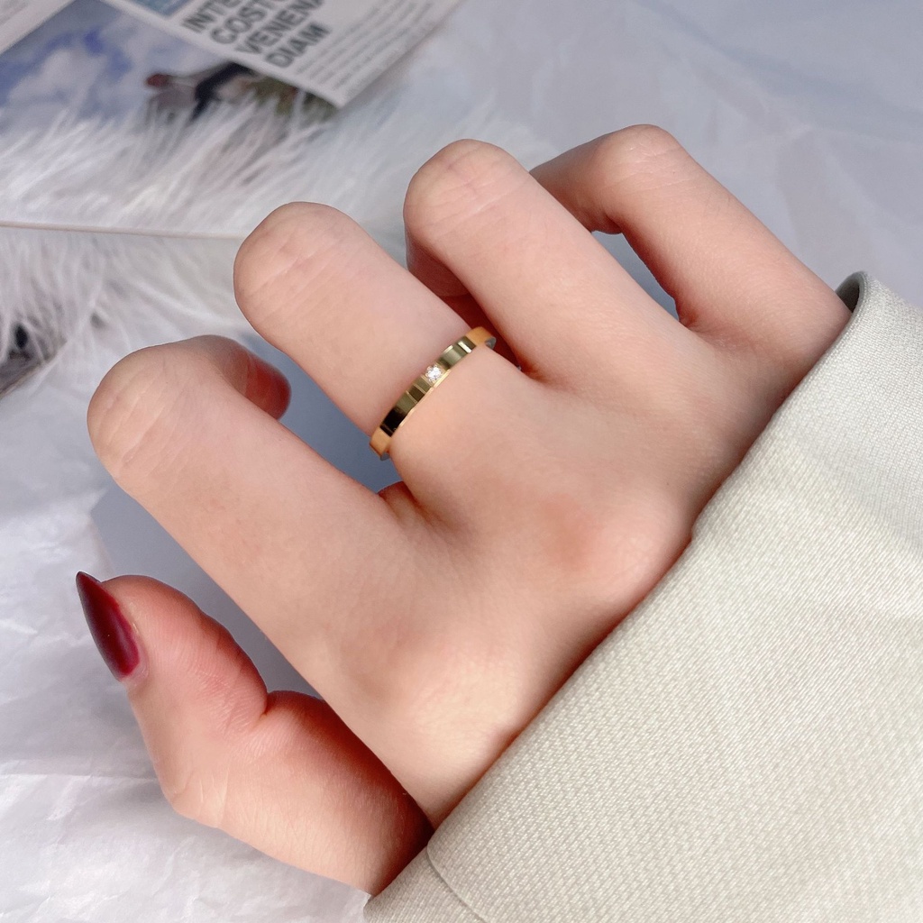 Cincin Titanium -  Cincin Ekor Titanium Berlian Sederhana Fashion Pria Wanita Rings