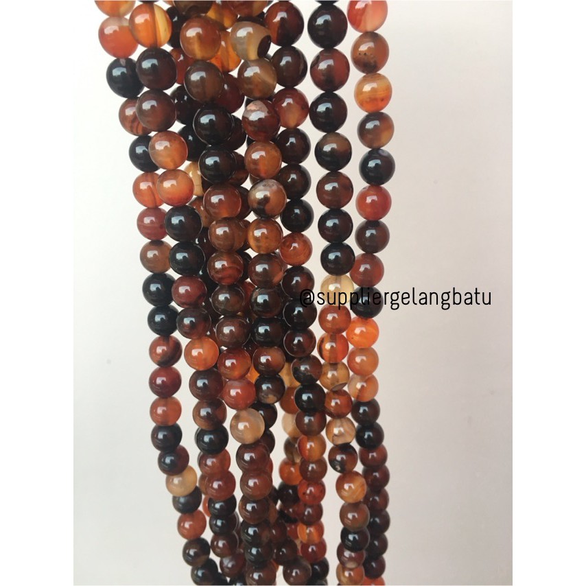 carnelian Bahan Gelang kalung black red Agate Natural Stone 10mm akik asli hitam merah grade a