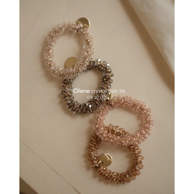 Ark.co - Olene crystal hair tie karet ikat rambut kristal permata minimalis