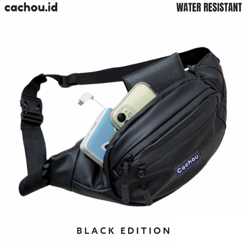 Waistbag Pria Cachou Black Edition Weazac