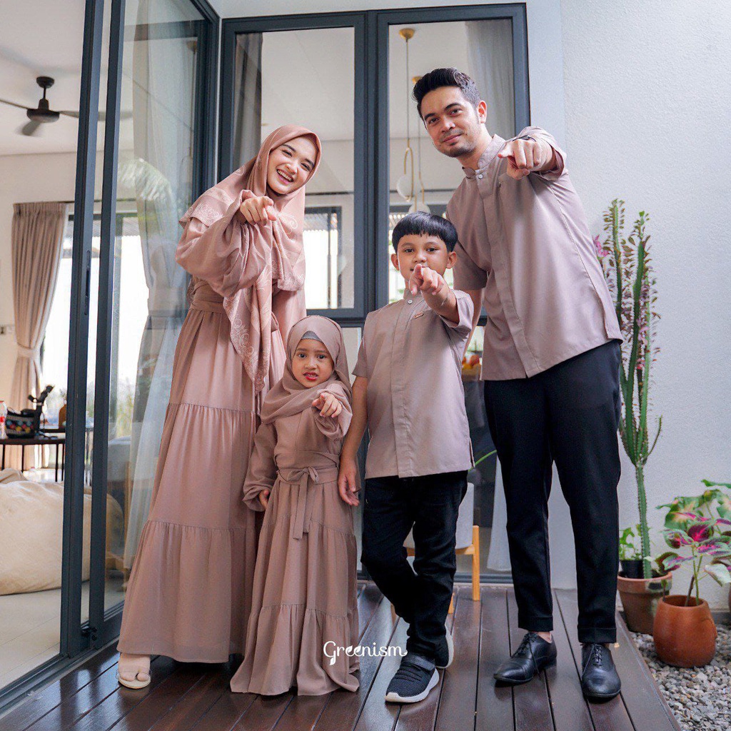 Greenism Sarimbit Raya INESA &amp; IHSAN (Moss Green &amp; Soft Teal) Quality Premium Syari'i - Set Family