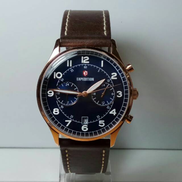 Jam Tangan Expedition e6749 rose gold biru